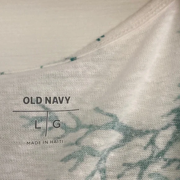 Old Navy White Tank with Teal Print - Picture 2 of 5